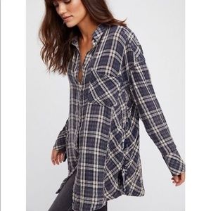 Free People Nordic Nights Plaid Flannel Top